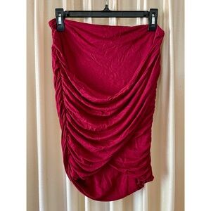 Elegant Wrap Stretch Red Burgundy Women's Mini Skirt L
